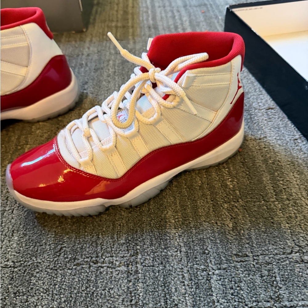 Nike White and Red High-Top Basketball Sneakers - Picture 2 of 4